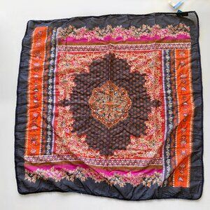 NWT Janie Besner 100% Cotton Square Scarf Ornamental 37"